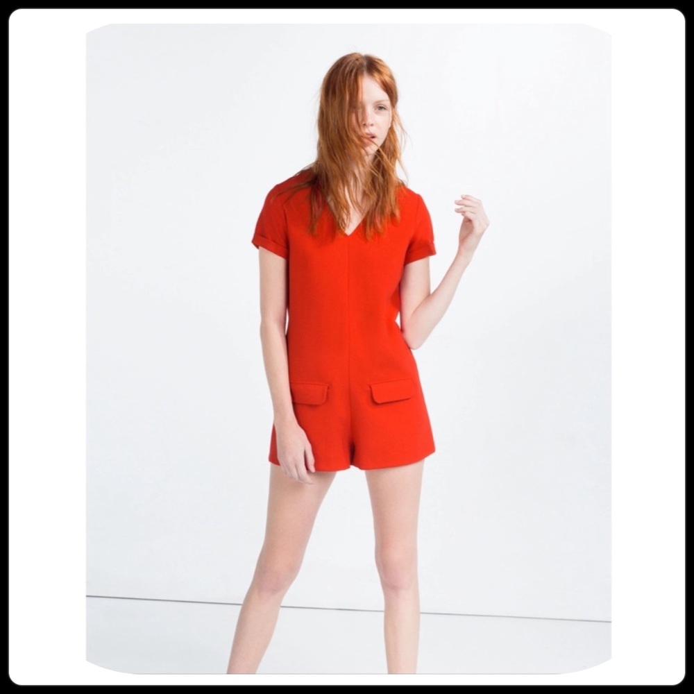 Zara Red Short Romper